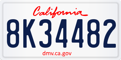 CA license plate 8K34482