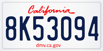 CA license plate 8K53094