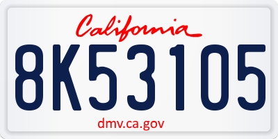 CA license plate 8K53105