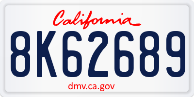 CA license plate 8K62689