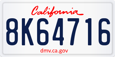 CA license plate 8K64716