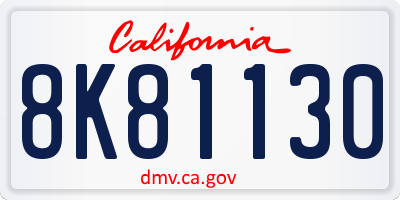 CA license plate 8K81130