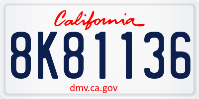 CA license plate 8K81136