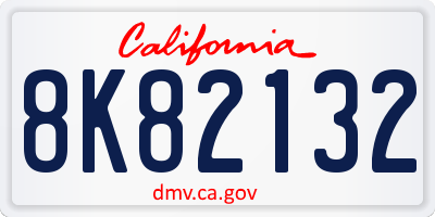 CA license plate 8K82132