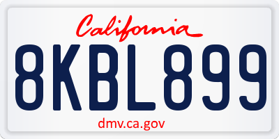 CA license plate 8KBL899