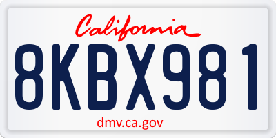 CA license plate 8KBX981