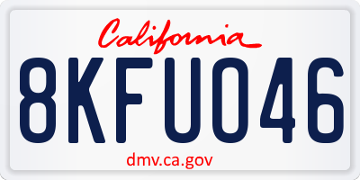 CA license plate 8KFUO46