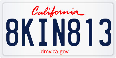 CA license plate 8KIN813