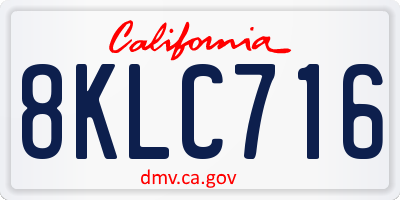 CA license plate 8KLC716