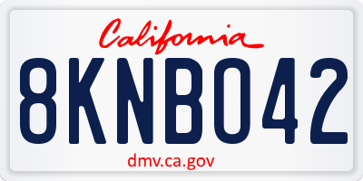 CA license plate 8KNBO42