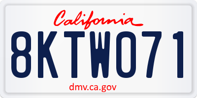 CA license plate 8KTW071