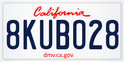 CA license plate 8KUBO28