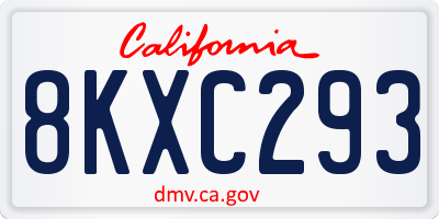 CA license plate 8KXC293