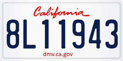 CA license plate 8L11943