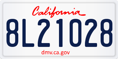 CA license plate 8L21028