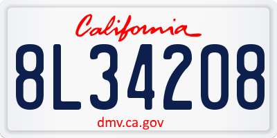 CA license plate 8L34208