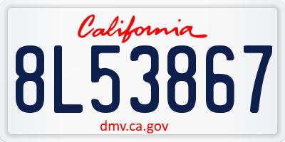 CA license plate 8L53867