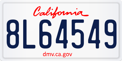 CA license plate 8L64549