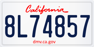 CA license plate 8L74857