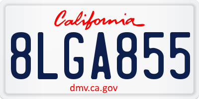 CA license plate 8LGA855