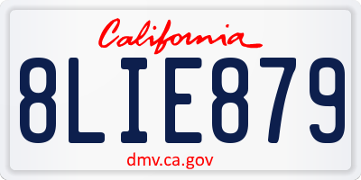 CA license plate 8LIE879