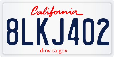 CA license plate 8LKJ402