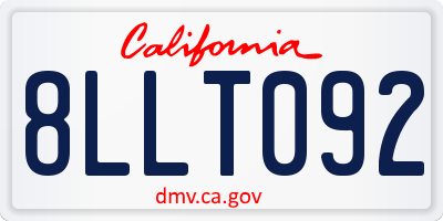 CA license plate 8LLT092