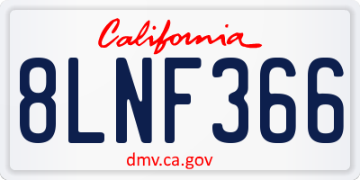 CA license plate 8LNF366
