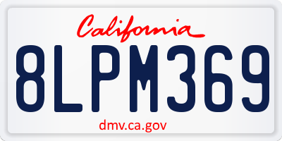 CA license plate 8LPM369