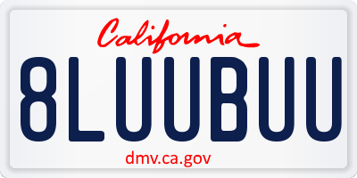 CA license plate 8LUUBUU