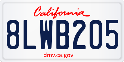 CA license plate 8LWB205