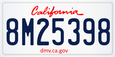 CA license plate 8M25398