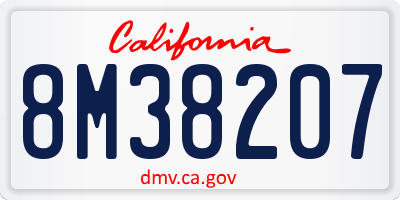 CA license plate 8M38207