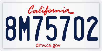 CA license plate 8M75702