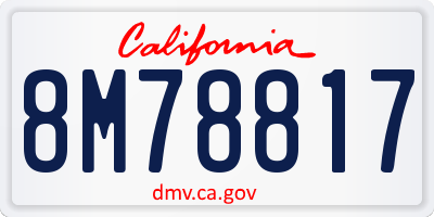 CA license plate 8M78817