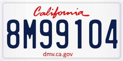 CA license plate 8M99104