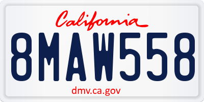 CA license plate 8MAW558