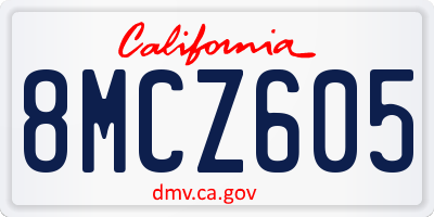CA license plate 8MCZ605