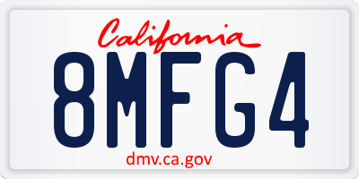 CA license plate 8MFG4