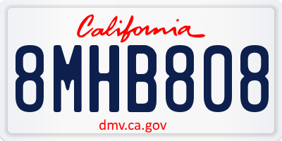 CA license plate 8MHB808