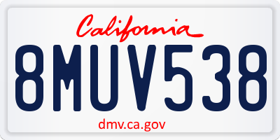 CA license plate 8MUV538