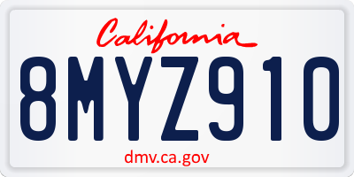 CA license plate 8MYZ910