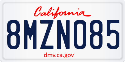 CA license plate 8MZN085