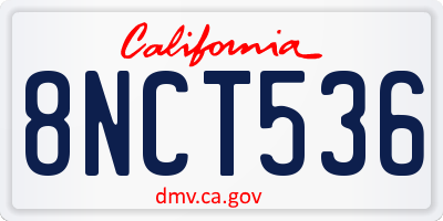 CA license plate 8NCT536