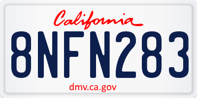 CA license plate 8NFN283