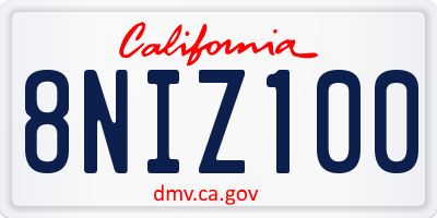 CA license plate 8NIZ100