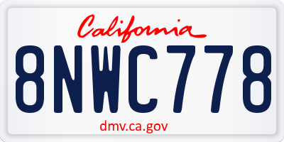 CA license plate 8NWC778