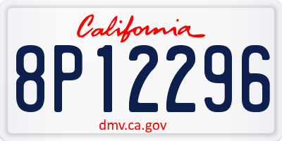 CA license plate 8P12296