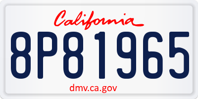 CA license plate 8P81965
