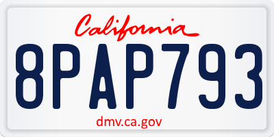 CA license plate 8PAP793